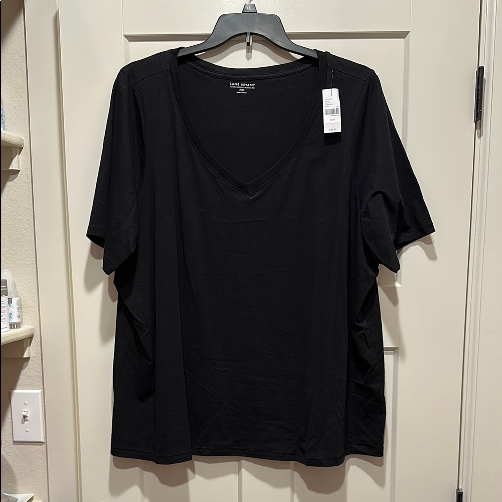 Lane Bryant Black V-Neck T-Shirt